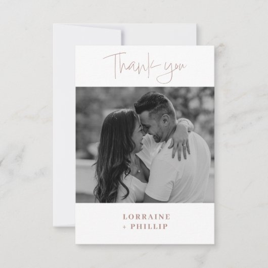 Romaanse moderne foto gradient effect bruiloft bedankkaart (Voorkant)