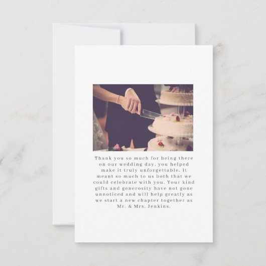 Romaanse moderne foto gradient effect bruiloft bedankkaart (Achterkant)