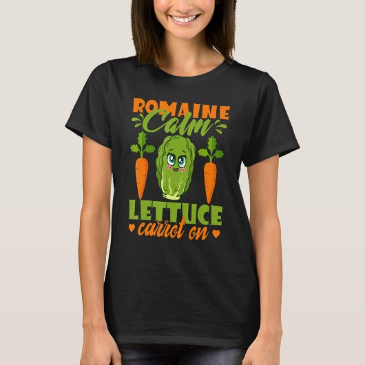 Romaine Calm Lettuce Carrot On Vegan Vegetarian Pu T-shirt (Voorkant)
