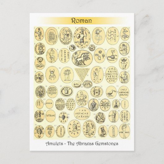 Roman Amulets - gravures van de Abraxas Gemstone Briefkaart (Voorkant)