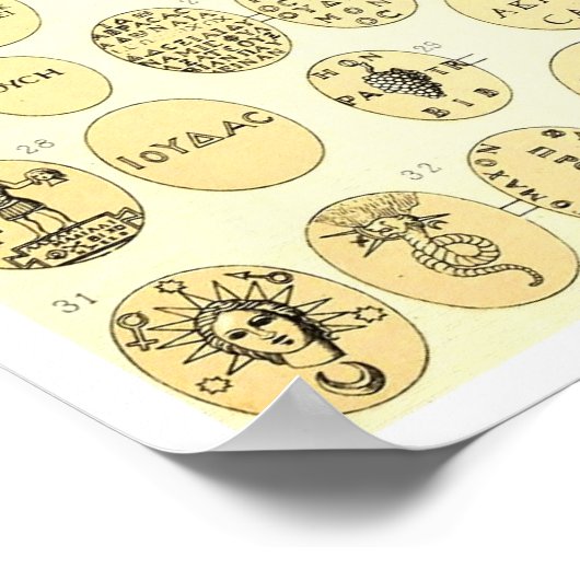 Roman Amulets - gravures van de Abraxas Gemstone Poster (Hoek)