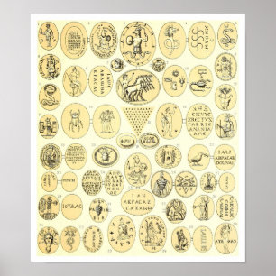 Roman Amulets - gravures van de Abraxas Gemstone Poster