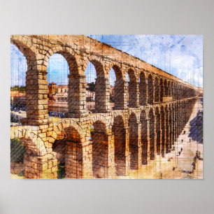 Roman Aqueduct, Segovia. Spanje Poster