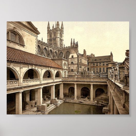 Roman Baths and Abbey, IV, Bath, England classic P Poster (Voorkant)
