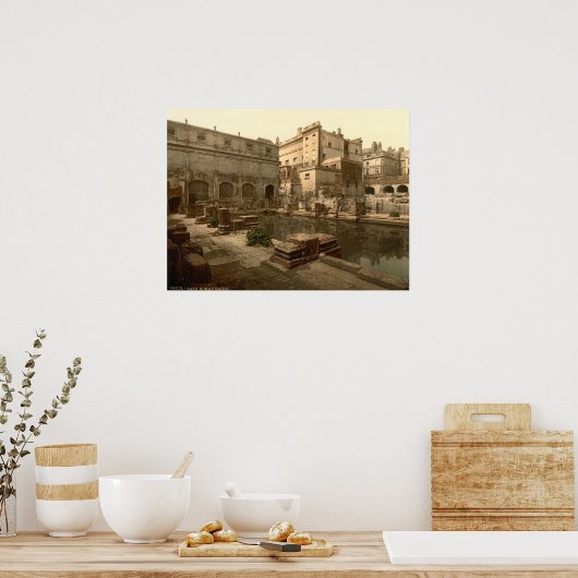 Roman Baths en Abbey I, Bath, Somerset, England Poster (Keuken)