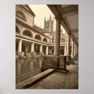 Roman Baths en Abbey III, Bath, Somerset, England Poster