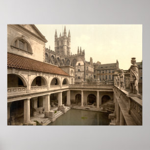 Roman Baths en Abbey IV, Bath, Somerset, England Poster