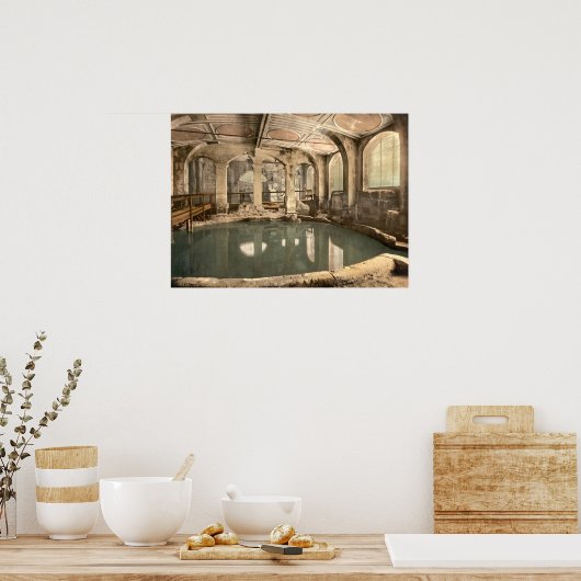 Roman Baths en Abbey V, Bath, Somerset, England Poster (Keuken)