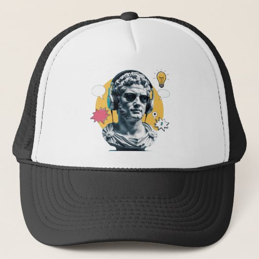 Roman Buste met hoofdtelefoon - Esthetisch Dad Pet (Voorkant)