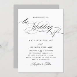 Roman Classic Black Calligraphy Wedding Invitation Kaart
