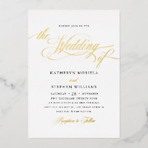 Roman Classic Script Calligraphy Wedding Gold Folie Uitnodiging