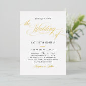 Roman Classic Script Calligraphy Wedding Gold Folie Uitnodiging (Staand Voorkant)