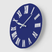 Roman Clock Silver Gray Blue Navy Grote Klok (Hoek)