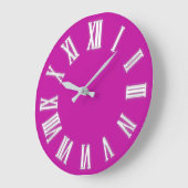 ROman Clock Silver Grey Pink Fuchsia Minimal Grote Klok (Hoek)