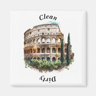 Roman Coliseum Waterverf Clean/Dirty vaatwasser Magneet