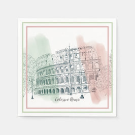 Roman Colosseum Italy Flag Colors Pen and Ink Servet