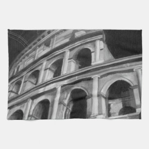 Roman Colosseum met Architecturaal Tekeningen Theedoek