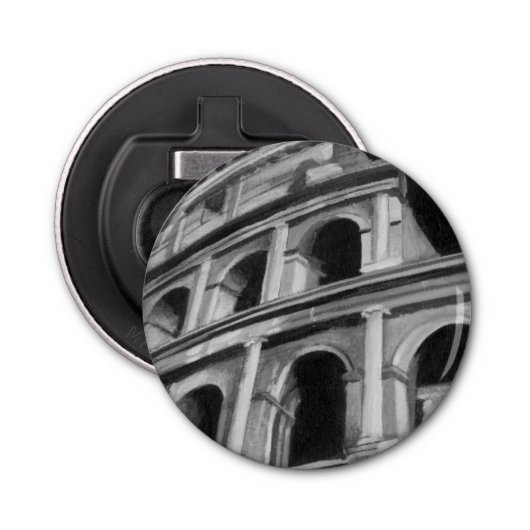 Roman Colosseum met Architectural Drawings Button Flesopener (Voorkant)