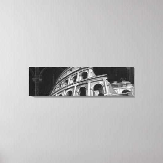 Roman Colosseum met Architectural Drawings Canvas Afdruk (Voorkant)