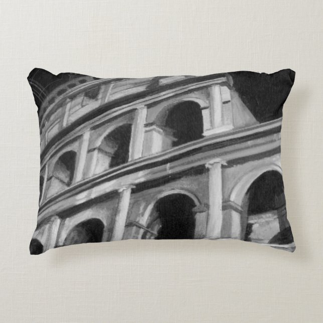 Roman Colosseum met Architectural Drawings Decoratief Kussen (Voorkant)