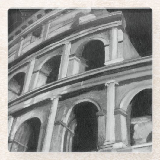 Roman Colosseum met Architectural Drawings Glazen Onderzetter (Voorkant)