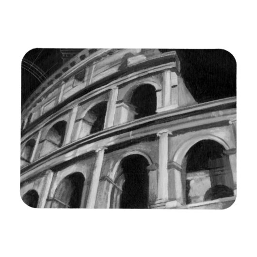 Roman Colosseum met Architectural Drawings Magneet (Horizontaal)