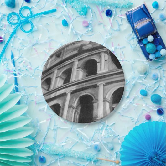 Roman Colosseum met Architectural Drawings Papieren Bordje (Feest)