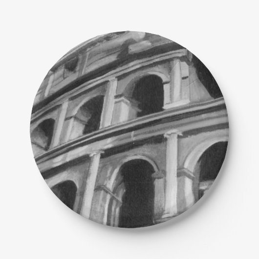 Roman Colosseum met Architectural Drawings Papieren Bordje (Voorkant)