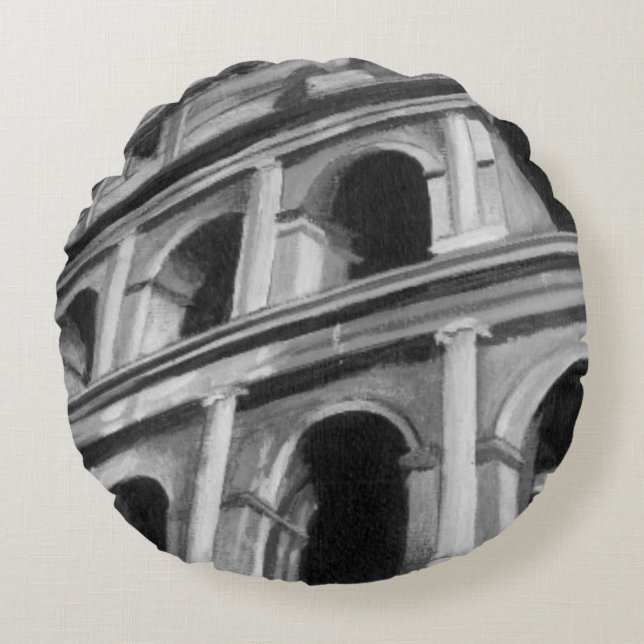 Roman Colosseum met Architectural Drawings Rond Kussen (Voorkant)