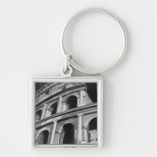 Roman Colosseum met Architectural Drawings Sleutelhanger (Voorkant)