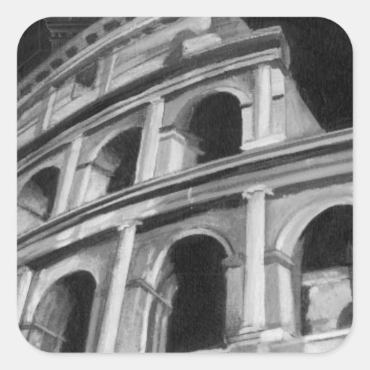 Roman Colosseum met Architectural Drawings Vierkante Sticker (Voorkant)