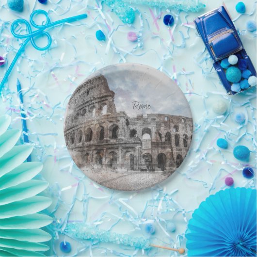 Roman Colosseum Rome Italië Papieren Borden –  Papieren Bordje (Feest)