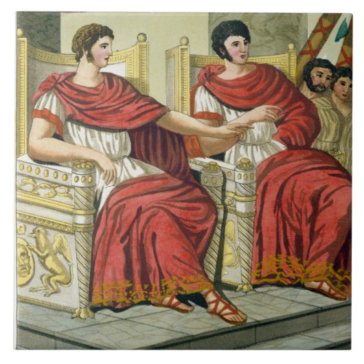 Roman Consuls, uit L'Antica Roma, 1825 (kleur) Tegeltje (Voorkant)