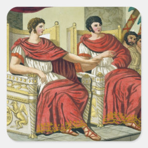 Roman Consuls, uit L'Antica Roma, 1825 (kleur) Vierkante Sticker
