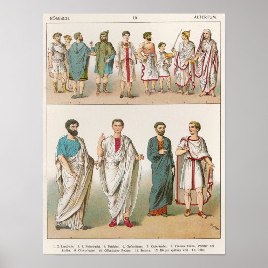 Roman Dress uit 'Trachten der Voelker', 1864 Poster (Voorkant)