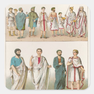 Roman Dress uit 'Trachten der Voelker', 1864 Vierkante Sticker
