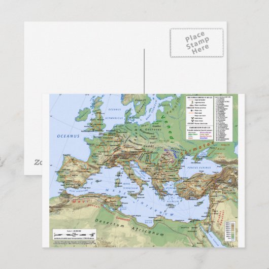 Roman Empire Map tijdens de vorst van keizer Hadri Briefkaart (Voorkant / Achterkant)
