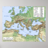 Roman Empire Map tijdens de vorst van keizer Hadri Poster (Voorkant)