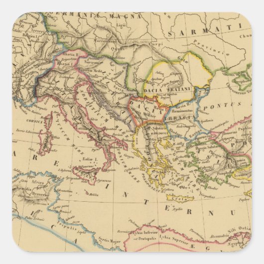 Roman Empire onder Constantine en Trajan Vierkante Sticker (Voorkant)