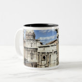 Roman Forum, Rome, Italië Tweekleurige Koffiemok (Voorkant links)
