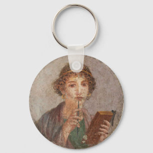 Roman Fresco Pompeii Sappho Girl Tablet & Stylus Sleutelhanger