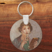 Roman Fresco Pompeii Sappho Girl Tablet & Stylus Sleutelhanger (Voorkant)