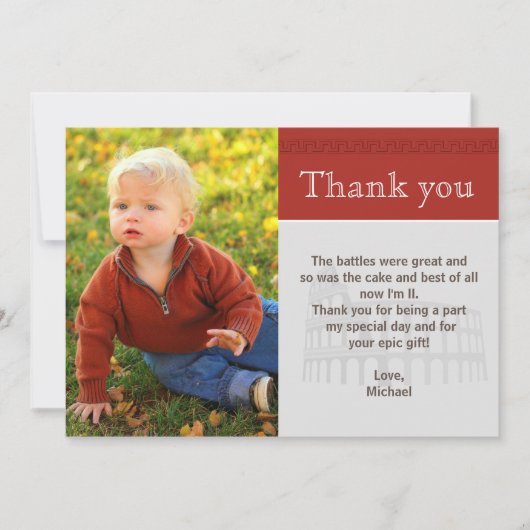 Roman Gladiator Dank u nota van de Douane Rode Fot Bedankkaart (Voorkant)