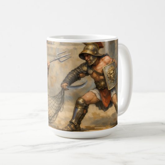 Roman Gladiator fight Classical Art Koffiemok (Voorkant rechts)