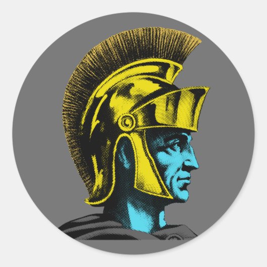 Roman Gladiator Pop Art Portret Ronde Sticker (Voorkant)