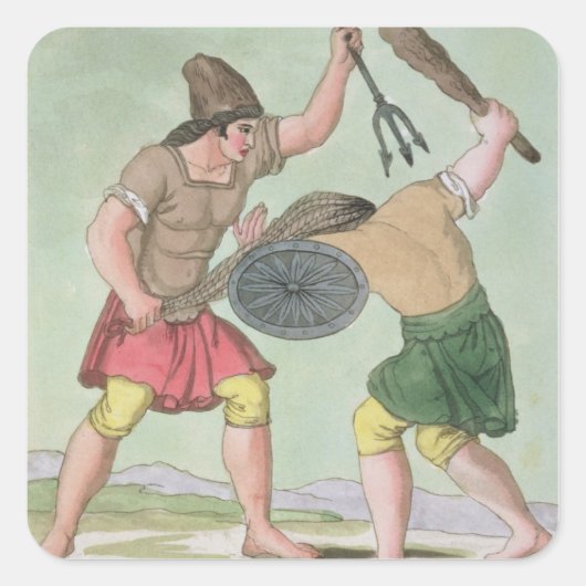 Roman Gladiators, uit L'Antica Roma, 1825 (colo) Vierkante Sticker (Voorkant)