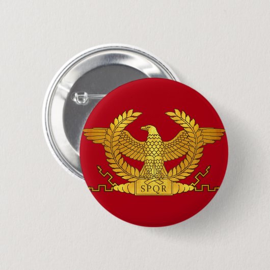 Roman Golden Eagle op Red Ronde Button 5,7 Cm (Voorkant /achterkant)