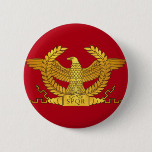 Roman Golden Eagle op Red Ronde Button 5,7 Cm