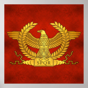 Roman Golden Eagle over Ancient Red Poster