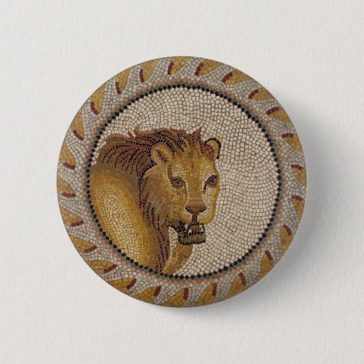Roman Lion Mosaic Ronde Button 5,7 Cm (Voorkant)